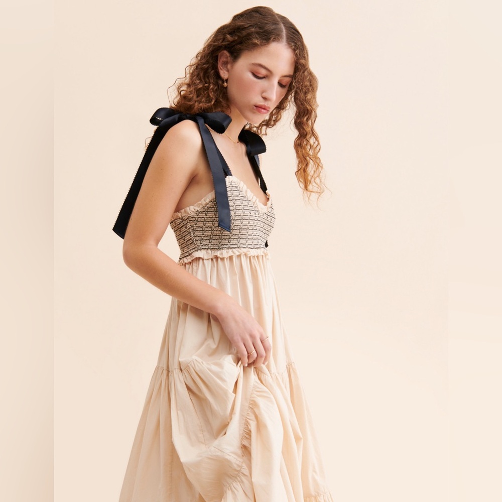 Free People Cream Maxi Dress with Black Accents - Picture 2 of 6
